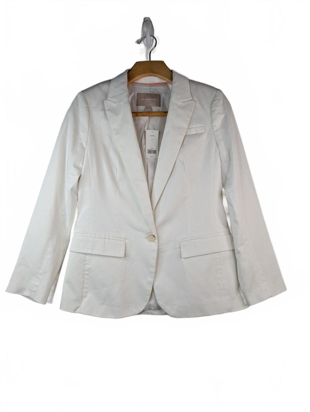 NWT Banana Republic White Single-Button Tailored Blazer Size 4